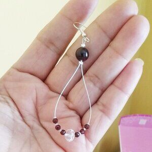 January Birthmonth! Garnet + Crystal! Elegance & Class! Sexy Drop Hoop Earrings